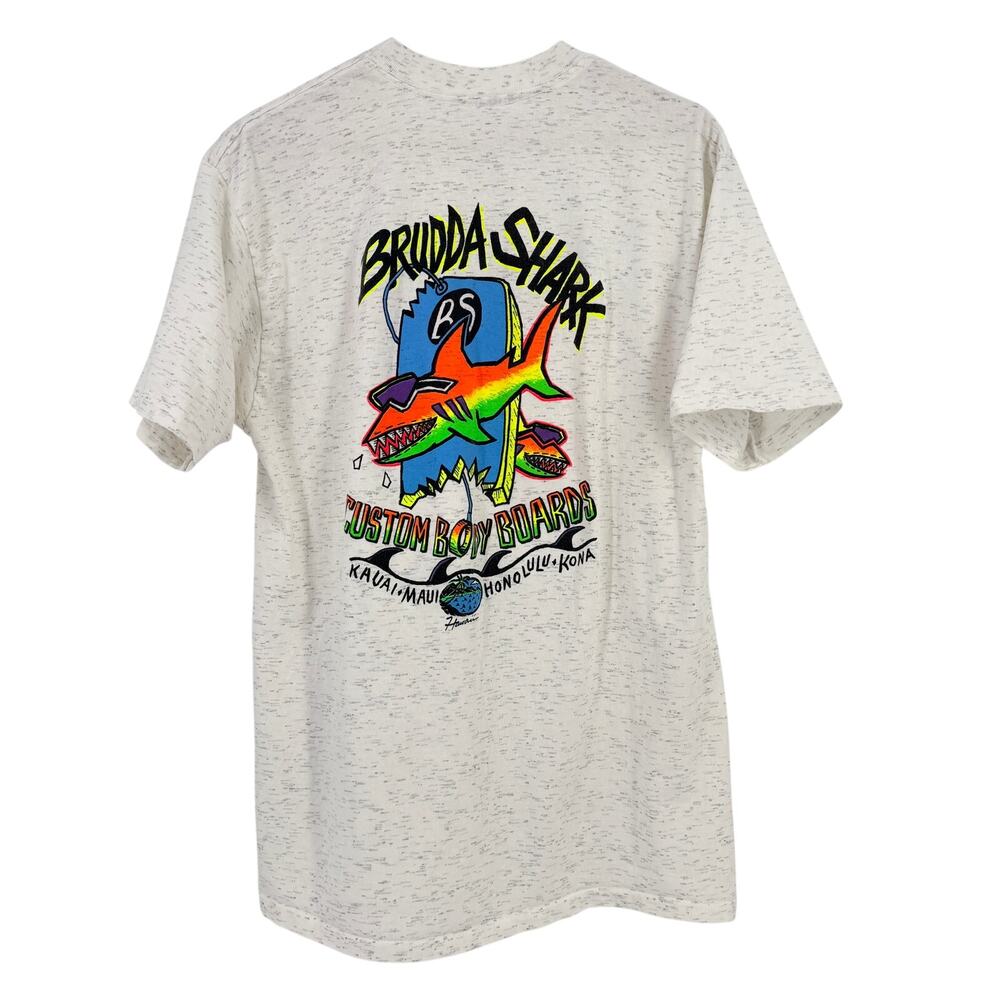 Vintage 90s Bermuda Shark Hawaii T Shirt XL Single Stitch Delta USA Surf